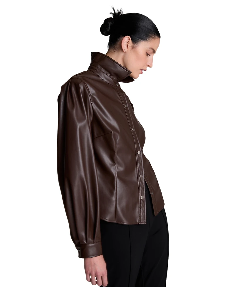 Kenneth Cole Women's Long-Sleeve Snap-Front Point-Collar Blouse