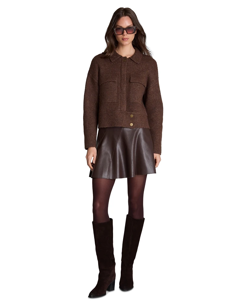 Kenneth Cole Women's Ribbed-Knit Long-Sleeve Utility Jacket
