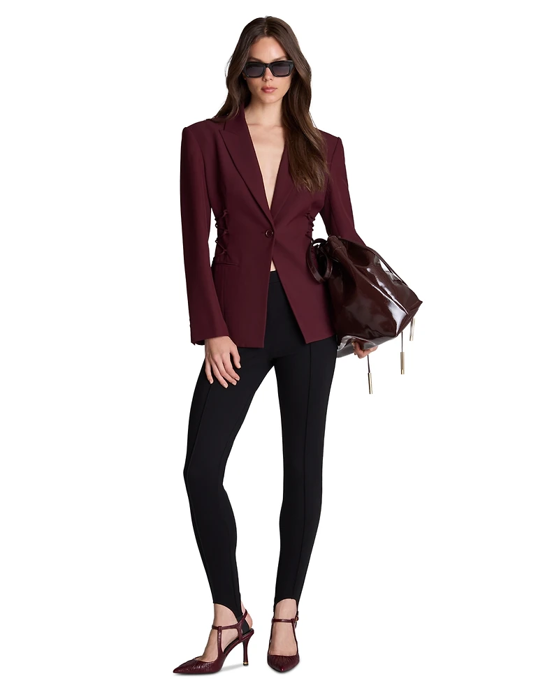Kenneth Cole Women's Inverted-Pleat Wide-Leg Single Button Lace-Up Blazer