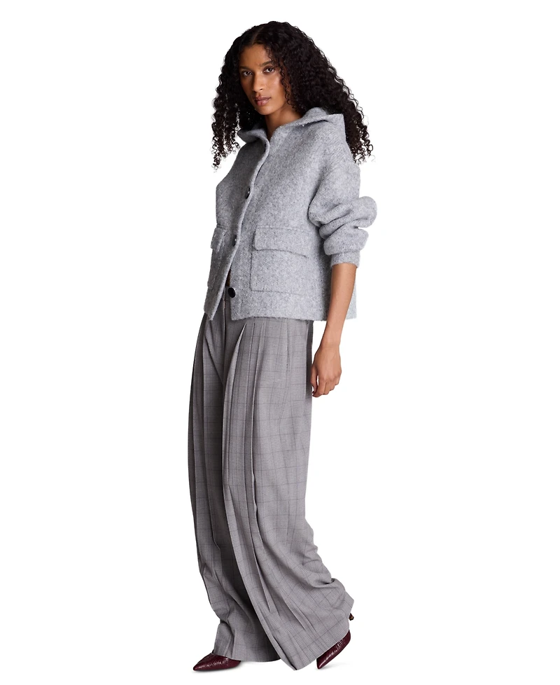 Kenneth Cole Women's Boyfriend High-Rise Wide-Leg Plaid Pants