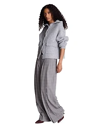 Kenneth Cole Women's Boyfriend High-Rise Wide-Leg Plaid Pants