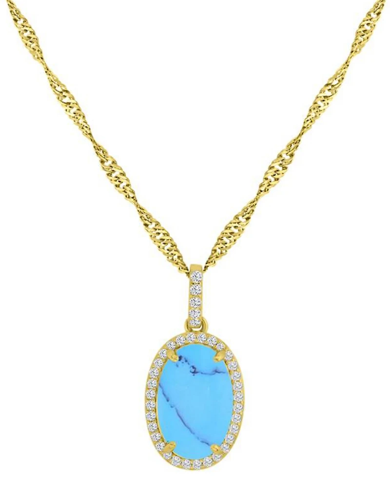 Macy's 14k Gold-Plated Turquoise Crystal Necklace