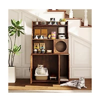 Ruie Wooden Cat Litter Box Enclosure 51 in Industrial Storage Shelf and Cat Condo