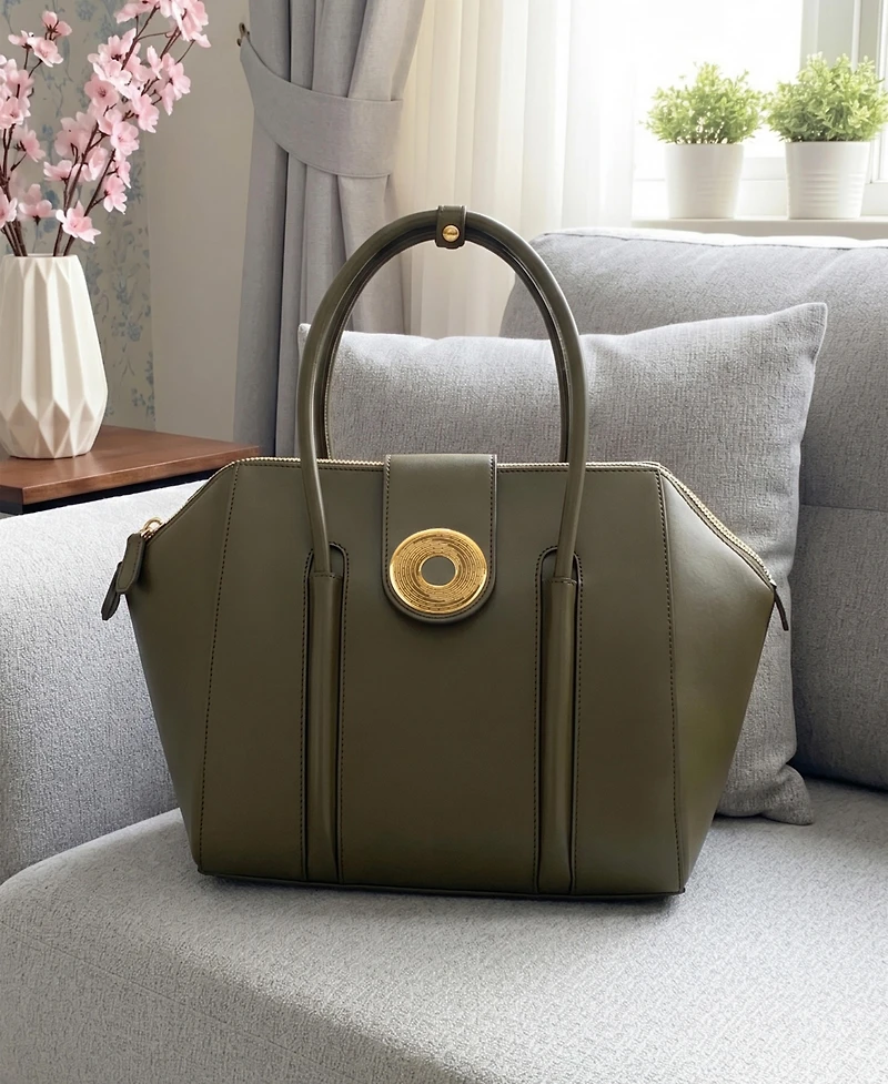 Aranyani La Donna Italian Leather Shoulder Bag with Gold Monogram