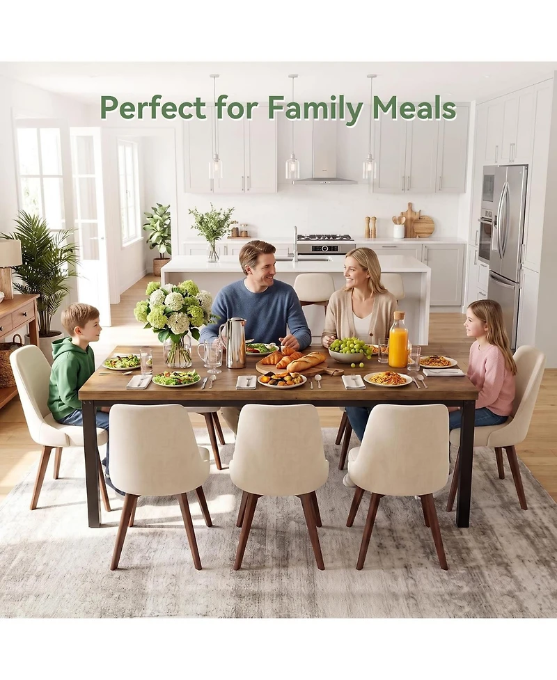 Tribesigns 70" Solid Wood Rectangular Dining Table, Black Metal Frame Farmhouse Kitchen Table for 4-6 Persons