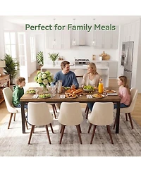 Tribesigns 70" Solid Wood Rectangular Dining Table, Black Metal Frame Farmhouse Kitchen Table for 4-6 Persons