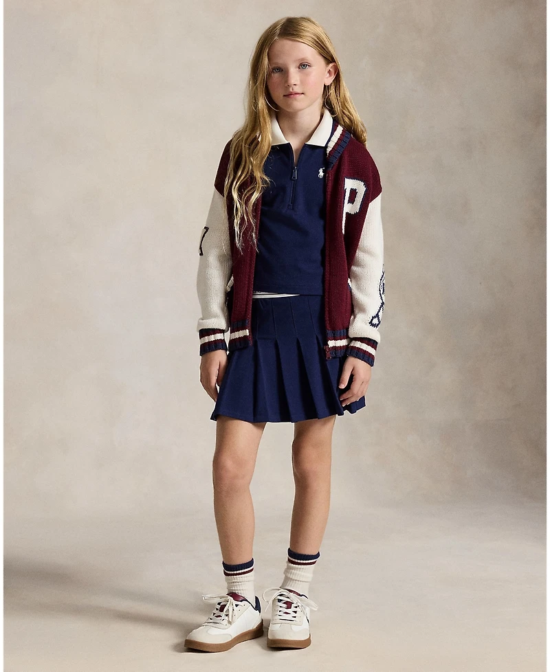 Polo Ralph Lauren Girls' 7-16 Stretch Mesh Boxy Shirt and Skort, 2-Piece Set