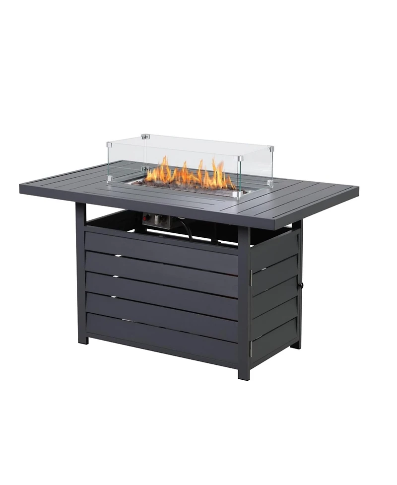 Mondawe 54.3" White Aluminum Propane Fire Pit Table, 50000 Btu with Cover