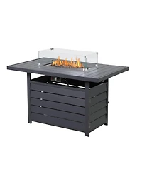 Mondawe 54.3" White Aluminum Propane Fire Pit Table, 50000 Btu with Cover