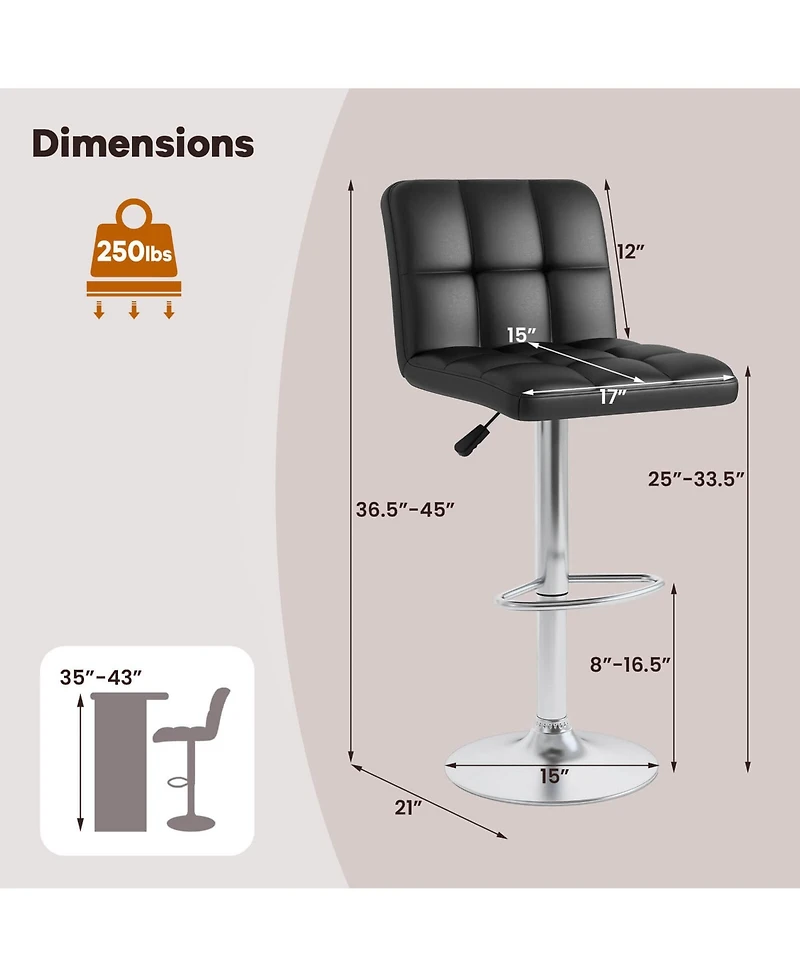 Modern Swivel Bar Stools Set of with Heavy-duty Metal Base & Footrest Back