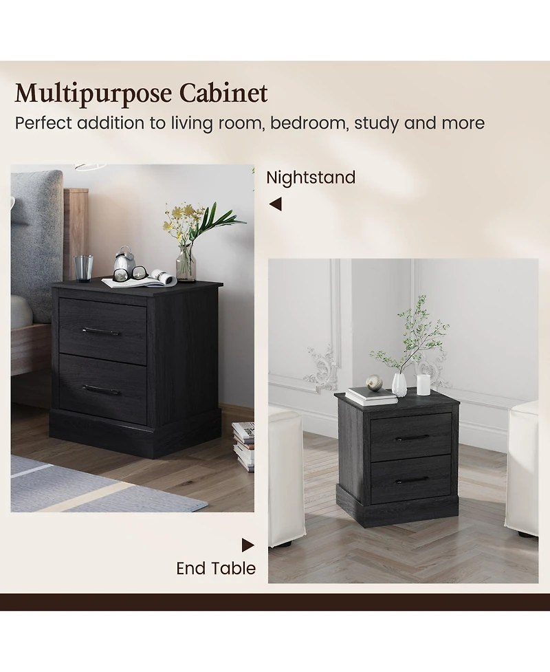18.5" Farmhouse Nightstand with 2 Drawers Compact End Table for Living Room