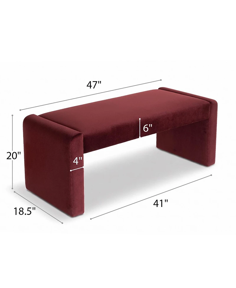 47" Velvet Benches Look, Waterfall Upholstered Bench-Maison Boucle