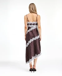 Kittenish Women's Mia Crepe-Satin Polka-Dot V-Neck Midi Slip Dress