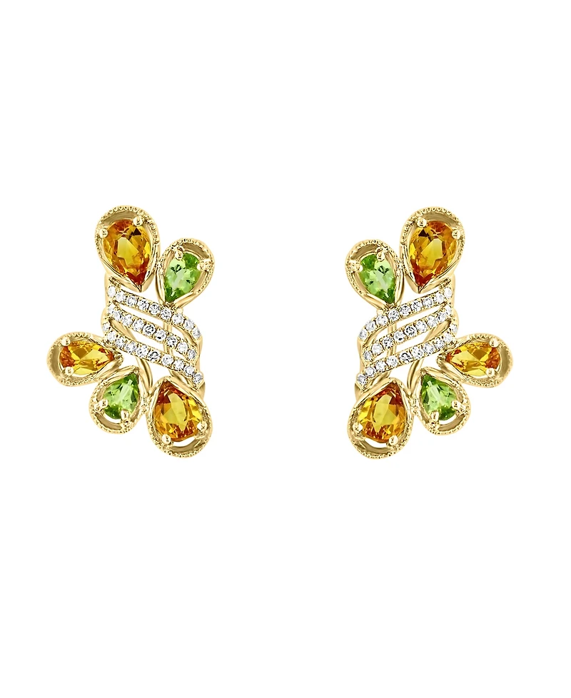 Lali Jewels Citrine (1.93 ct. t.w.) & Peridot (0.83 ct. t.w.) Earrings in 14k Yellow Gold