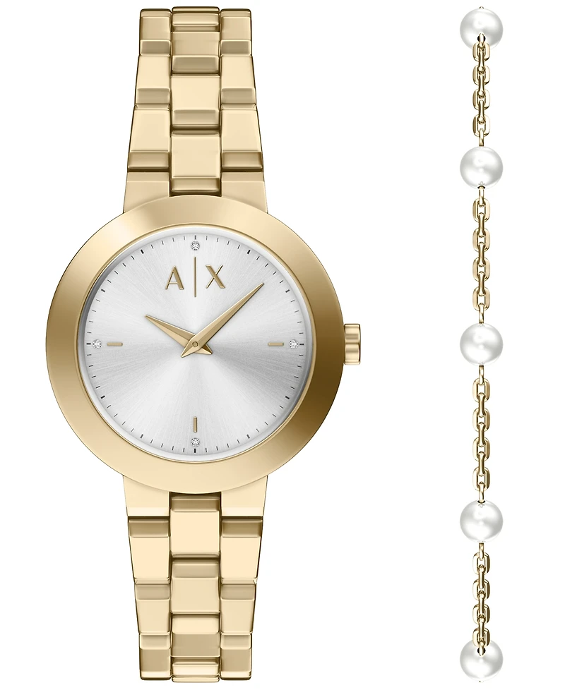 Armani Exchange Women's Quartz Two Hand Gold Stainless Steel Watch 36mm
