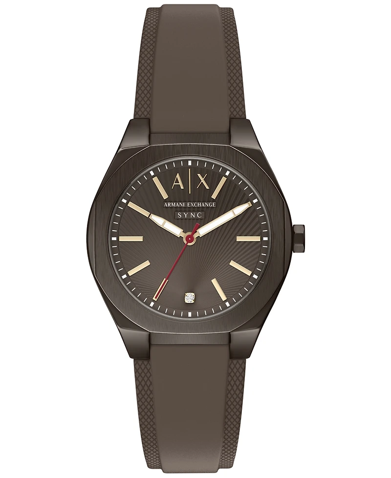 Armani Exchange Women's Sync Quartz Three Hand Brown Silicone Watch 36mm