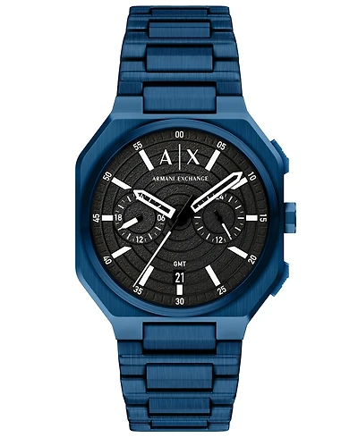 Armani Exchange Men's Quartz Dual Time Blue Stainless Steel Watch 40mm