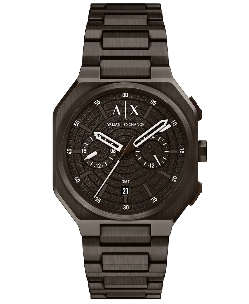 Armani Exchange Men's Quartz Dual Time Brown Stainless Steel Watch 40mm