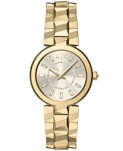 Armani Exchange Women's Audora Quartz Two Hand Gold Stainless Steel Watch 34mm