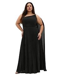 City Chic Plus Eloura One Shoulder Pleat Maxi Dress