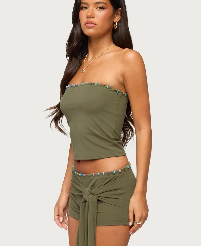 Edikted Women's Monroah Beaded Strapless Top