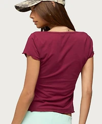Edikted Women's Lilibeth Henley T Shirt