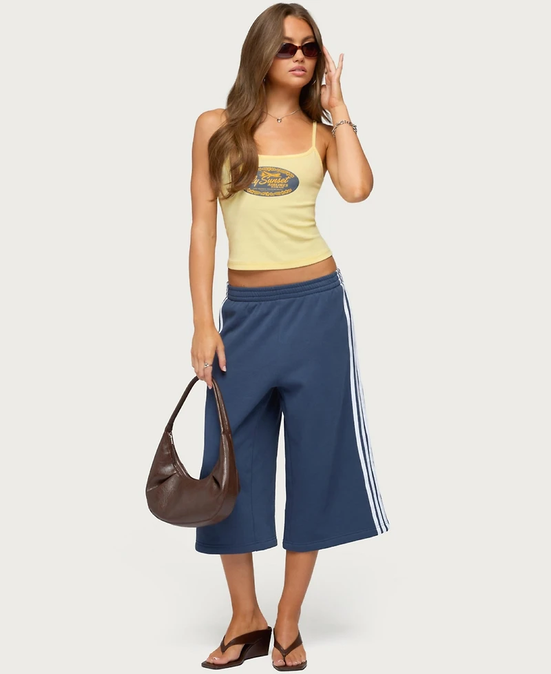 Edikted Women's Hawaii Airlines Graphic Crop Scoop Neck Cotton-Blend Tank Top