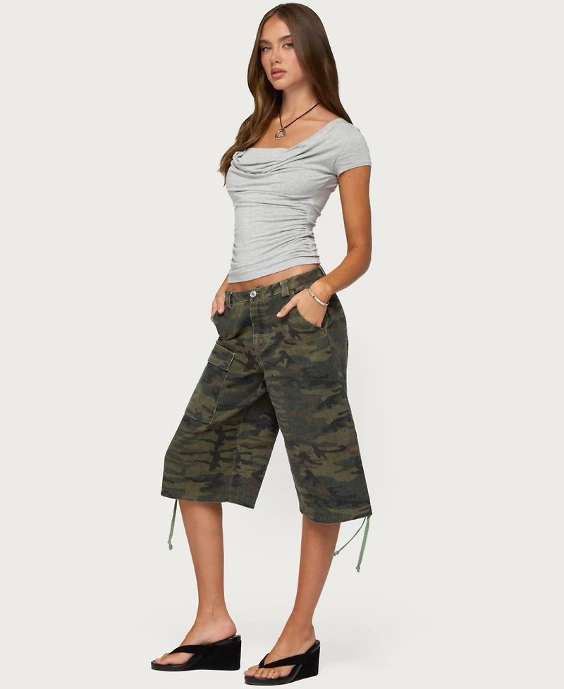 Edikted Womens Yoya Layered Cowl Neck Top
