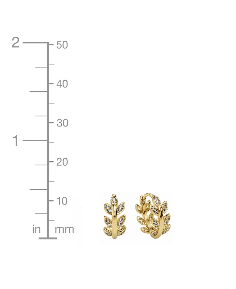 and Now This Cubic Zirconia Duo Stud Leaf Hoop Earrings