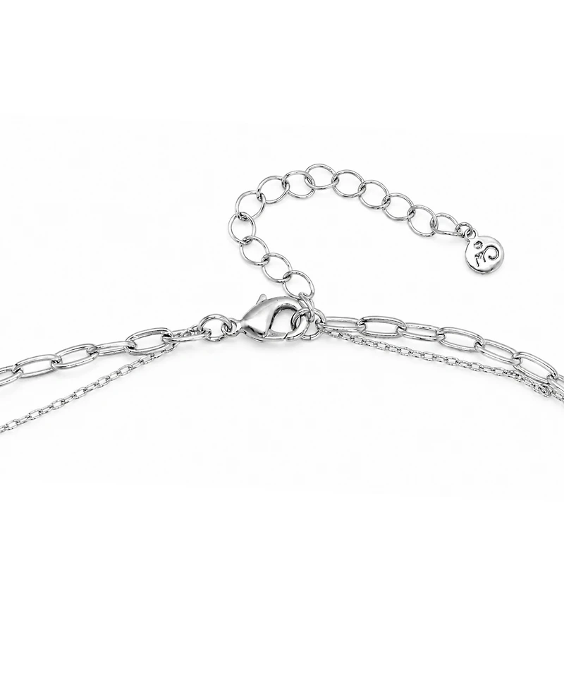 And Now This Cubic Zirconia Double Layered Strand Heart Necklace