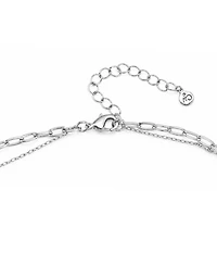 And Now This Cubic Zirconia Double Layered Strand Heart Necklace