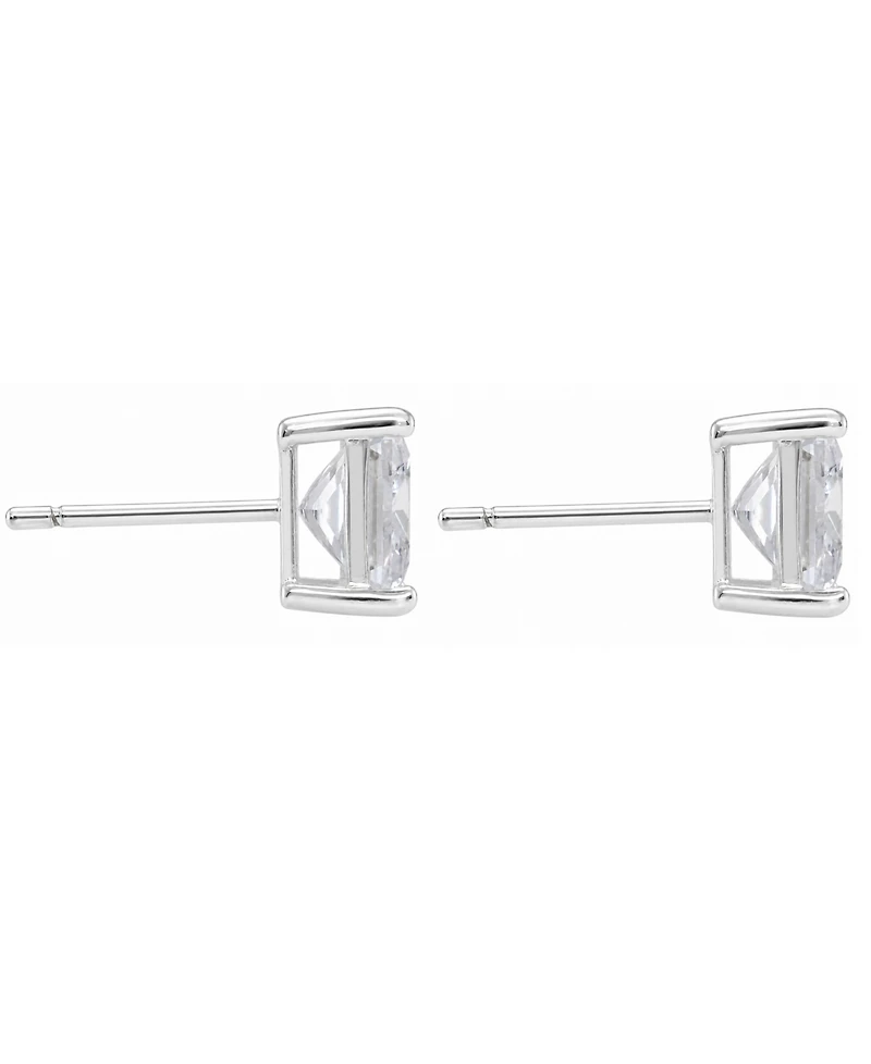 And Now This Silver Plate Cubic Zirconia 7.5mm Square Stud Earring
