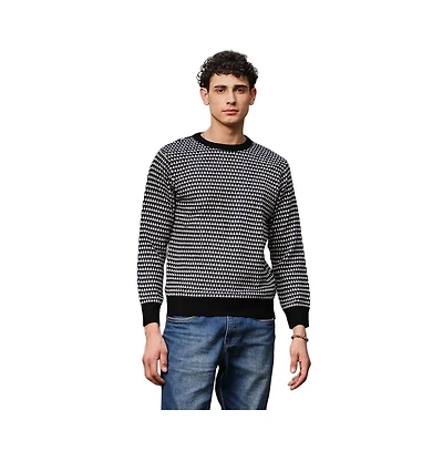 Campus Sutra Men's Contrast-Jacquard Knit Pullover Sweater