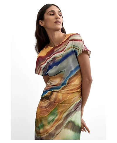 Desigual Women's Short-Sleeve Print Midi Dress