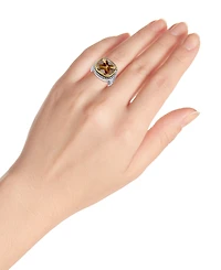 Macy's Cushion Cut Bezel Champagne Cubic Zirconia Oxidized Twist Statement Ring