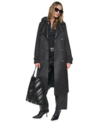Dkny Women's Quilted Hooded Trench Coat