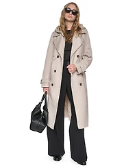 Dkny Women's Quilted Hooded Trench Coat
