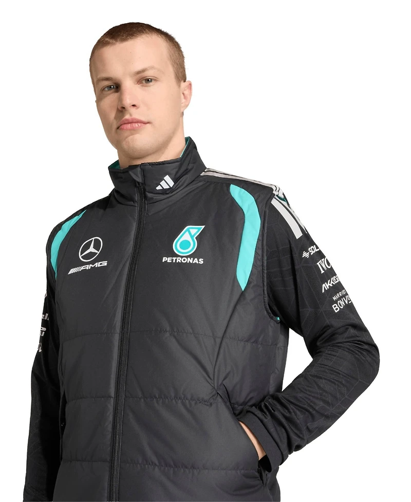 Adidas Men's Black Mercedes-amg Petronas F1 Team Full-Zip Mechanics Vest