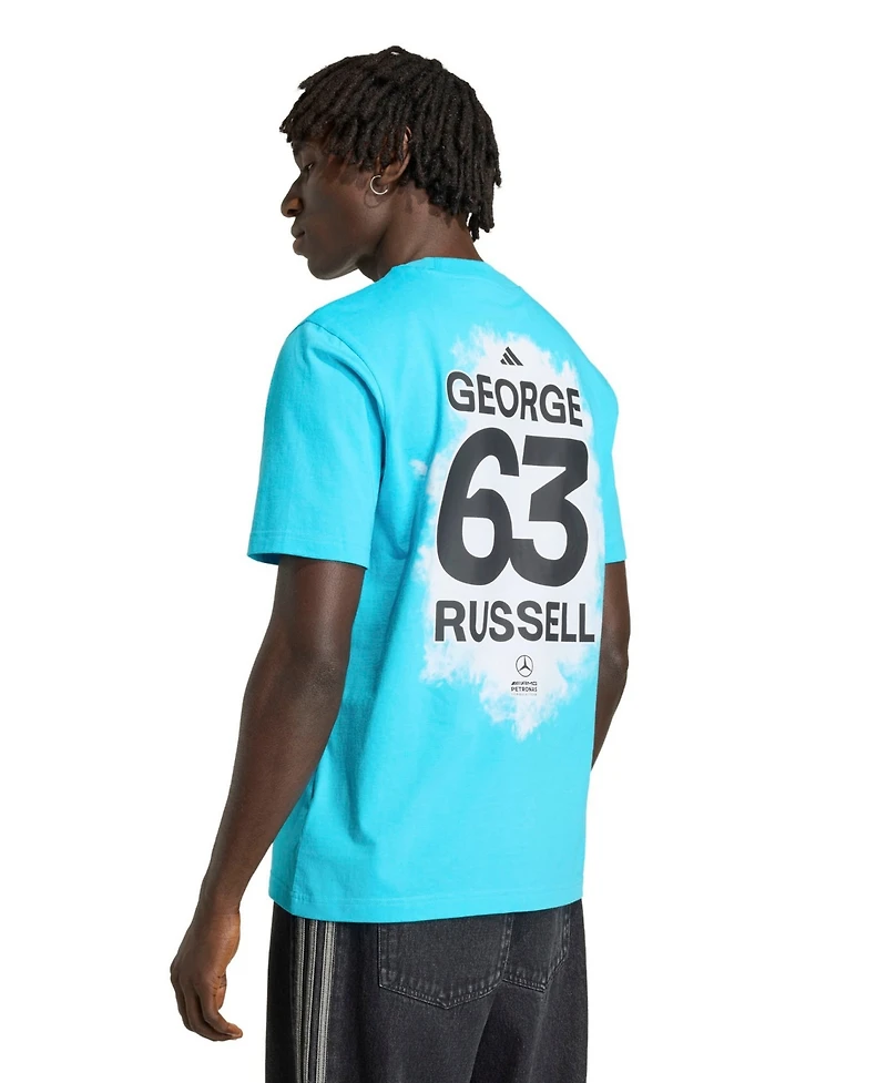 Adidas Men's George Russell Blue Mercedes-amg Petronas F1 Team Name Number T-Shirt