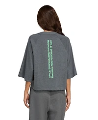 Adidas Women's Graphite Mercedes-amg Petronas F1 Team Premium Oversized Raglan Crop T-Shirt