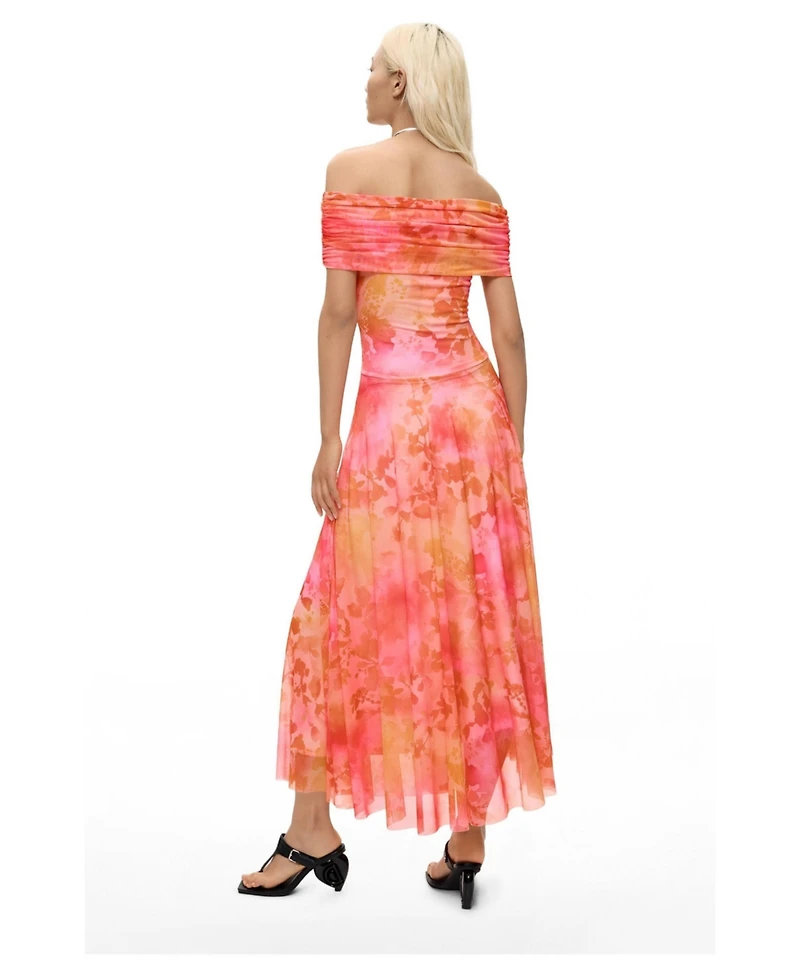 Desigual Women's Floral Long Mesh Dress