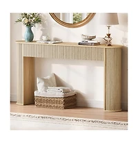 gaomon Fluted Console Table, 59 Inch Wood Mid Century Modern Entryway Sofa Table for Living Room or Hallway