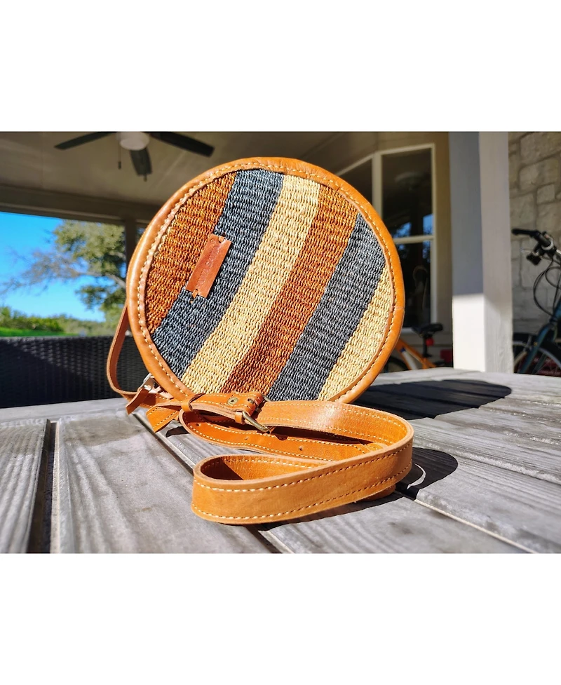 Sawa Sawa Earth Tone Round Handmade Sisal Crossbody Bag