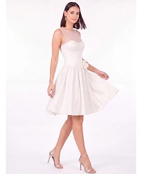 Lara Women's Illusion Neck Bridal Midi Dress