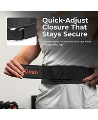Sunny Health & Fitness Heavy-Duty 4" Nylon Weightlifting Belt with Back Support & Adjustable Fit for Strength Training