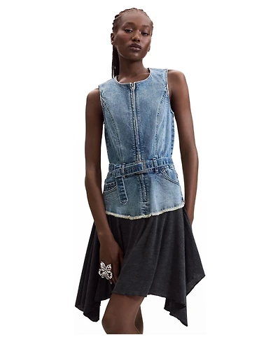 Desigual Women's Sleeveless Asymmetrical Denim Dress