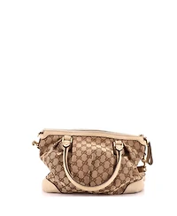 Pre-Owned Gucci Medium Sukey Top Handle Satchel Gg Canvas with Leather