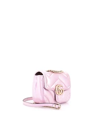 Pre-Owned Gucci Mini Gg Marmont Square Flap Bag Chevron Iridescent Leather