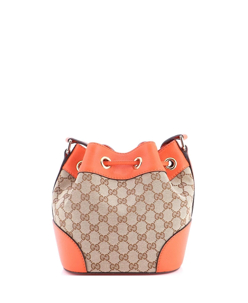 Pre-Owned Gucci Small Classic Bucket Bag Gg Canvas with Leather