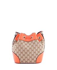 Pre-Owned Gucci Small Classic Bucket Bag Gg Canvas with Leather